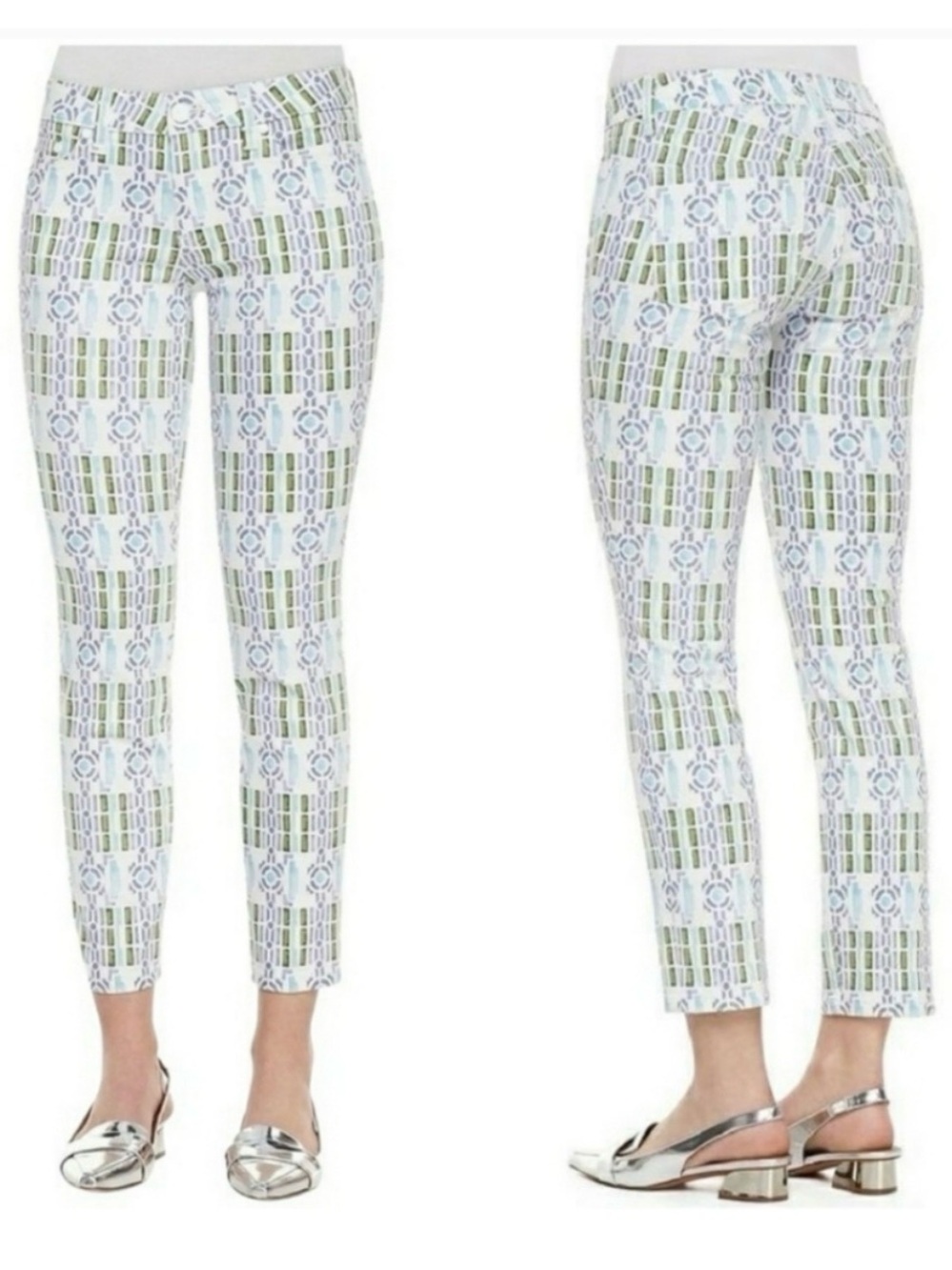 Tory Burch Purple and Green Patterned Pants